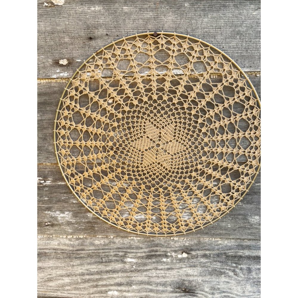 Vintage Doily on Metal Hoop Wall Deco BOHO Hippy